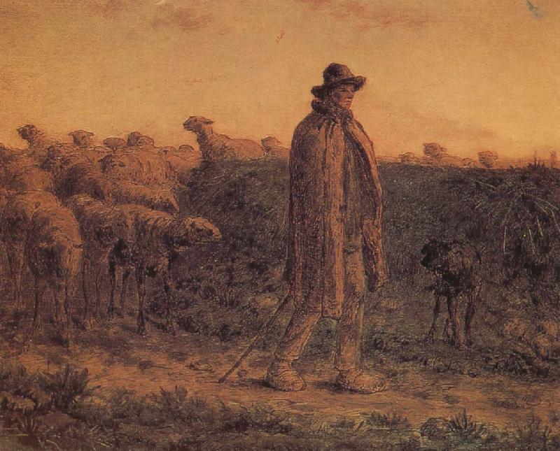 Jean Francois Millet Detail of Shepherden with his sheep oil painting image